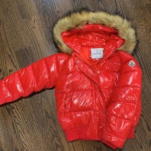 NWOT Moncler deep red short puffer jacket